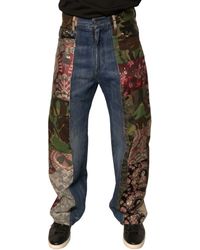 Dolce & Gabbana - Patchwork Cotton Straight Denim Jeans - Lyst