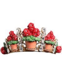Dolce & Gabbana - Floral Flowerpot Crystal Crown Tiara Headband - Lyst