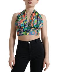 Dolce & Gabbana - Halter Sleeveless Cropped Tank Top - Lyst
