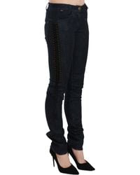 Just Cavalli - Low Waist Skinny Trousers Braided String Pants Cotton - Lyst
