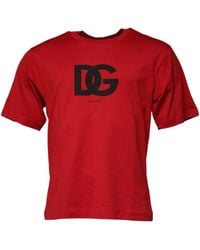 Dolce & Gabbana - Logo Print Cotton Crew Neck T-Shirt - Lyst