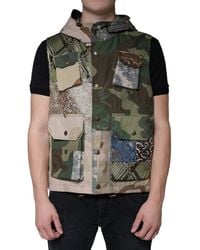 Dolce & Gabbana - Patchwork Hooded Vest Jacket - Lyst