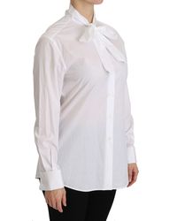 Dolce & Gabbana - Elegant Scarf Neck Cotton Blouse - Lyst