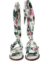 Dolce & Gabbana - Floral Print Ankle Wrap Sandals Shoes - Lyst