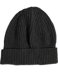 Dolce & Gabbana - Charcoal Ribbed Wool Knit Beanie Hat - Lyst