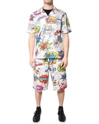 Dolce & Gabbana - Cartoon Print Cotton Pajama Set Sleepwear - Lyst
