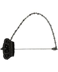 Dolce & Gabbana Black Crown Beaded Lapel Pin Brooch - Metallic
