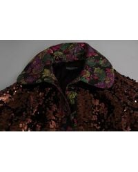 Dolce & Gabbana - Multicolor Sequined Long Coat Jaquard Jacket - Lyst
