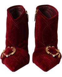 Dolce & Gabbana - Dark Velvet Devotion Buckle Boots Shoes - Lyst