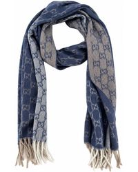 Gucci - Monogram Cashmere & Wool Scarf With & Cream Fringe - Lyst