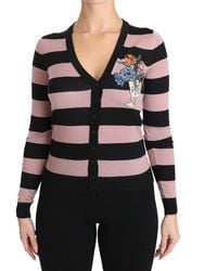Dolce & Gabbana - Dolce Gabbana Pink Floral Cashmere Cardigan Sweater - Lyst
