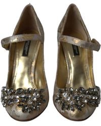 Dolce & Gabbana - Jacquard Crystal Mary Janes Pumps Shoes 35+Lu+Pc - Lyst