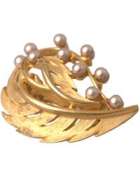 Dolce & Gabbana - Brass Leaf Embellished Jewelry Brooch Hair Pin - Lyst