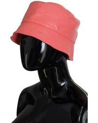 Dolce & Gabbana - Peach Quilted Faux Leather Bucket Cap Hat - Lyst