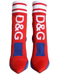 Dolce & Gabbana - Stretch Sock Style Ankle Boots Logo Shoes - Lyst