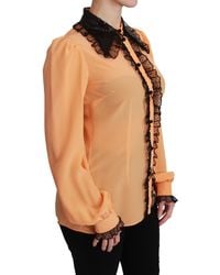 Dolce & Gabbana - Silk Sequin Lace Blouse Shirt - Lyst