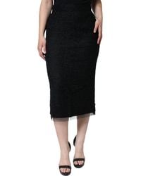 Dolce & Gabbana - Virgin Wool Pencil Cut Midi Skirt - Lyst