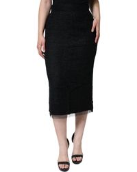 Dolce & Gabbana - Virgin Wool Pencil Cut Midi Skirt - Lyst