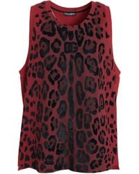 Dolce & Gabbana - Leopard Print Sleeveless Tank T-Shirt - Lyst