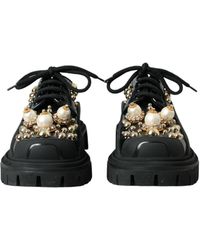Dolce & Gabbana - Leather Trekking Derby Embellished Shoes - Lyst