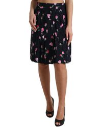 Dolce & Gabbana - Rose High Waist A-Line Knee Length Skirt - Lyst