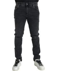Dolce & Gabbana - Cotton Stretch Skinny Denim Logo Jeans - Lyst