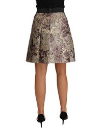 Dolce & Gabbana - A-Line Mini Floral Print Jaquard Skirt - Lyst
