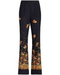 Etro - Printed Silk Trousers - Lyst