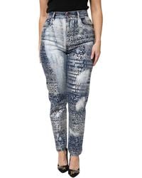 Dolce & Gabbana - Washed Print High Waist Denim Jeans - Lyst
