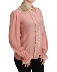 Dolce & Gabbana - Silk Sequin Lace Blouse Shirt - Lyst