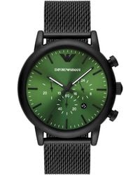 Armani - Black Metal Watch - Lyst