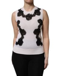 Dolce & Gabbana - Cashmere Floral Lace Detailing Tank Top - Lyst