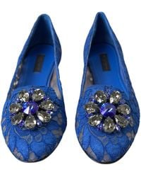 Dolce & Gabbana - Lace Crystal Ballet Flats Loafers Shoes - Lyst