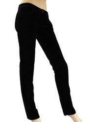 Gucci Skinny Legging Cotton Elastane Velvet Pants With Logo 304294 (42) - Black