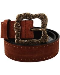 Dolce & Gabbana - Suede Leather Studded Baroque Belt - Lyst