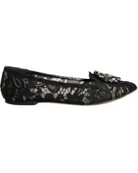 Dolce & Gabbana - Lace Crystal Ballet Flats Loafer Shoes - Lyst