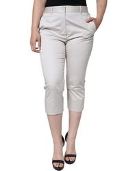Dolce & Gabbana - Cotton Mid Waist Cropped Skinny Pants - Lyst