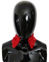 Dolce & Gabbana - Red Fur Neck Collar Wrap Lambskin Scarf - Lyst