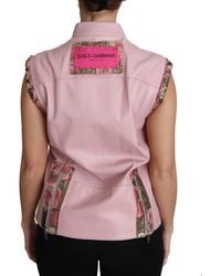 Dolce & Gabbana - Zippered Lamb Sleeveless Vest Leather Jacket Polyester Cotton Nylon Clothing - Lyst