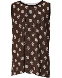 Dolce & Gabbana - Sleeveless Logoprint Knit Top - Lyst