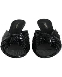 Dolce & Gabbana - Leather Heels Slides Sandals Shoes - Lyst