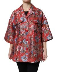 Dolce & Gabbana - Floral Jacquard Button Down Coat Jacket - Lyst