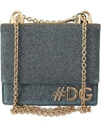 Dolce & Gabbana Cotton #dg Gold Chain Mini Crossbody Borse Bag - Blue
