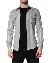 Dolce & Gabbana - Metallic Cotton Button Down Shirt - Lyst