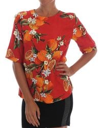 Dolce & Gabbana - Print Crystal-Embellished Blouse - Lyst
