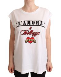 Dolce & Gabbana Gray Cotton L'Amore E'Bellezza Top T-shirt