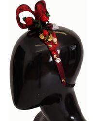 Dolce & Gabbana - Cherry Silk Crystal Bow Logo Diadem Tiara Headband - Lyst
