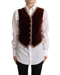 Dolce & Gabbana - Elegant Bordeaux Velvet Sleeveles Top - Lyst