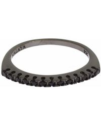 Nialaya - Black Cz Rhodium 925 Silver S Ring - Lyst