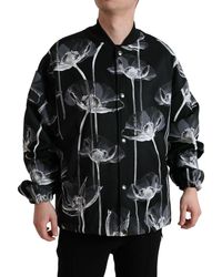 Dolce & Gabbana - Floral Print Wool Button Down Bomber Jacket - Lyst